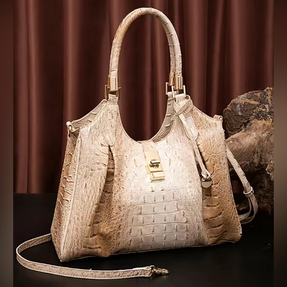 Crocodile Pattern Vegan Leather Tote Bag Purse